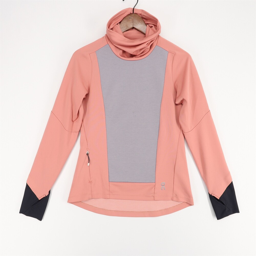 On Weather Shirt Pullover Womens‎ XS Pink Heather Running High Neck Thumb Holes